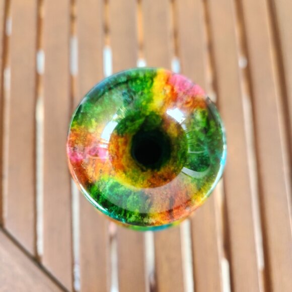 Natural Seven Colors Jade Vase, Hand-Carved Stone Vase, Taiwan 5.5", 818g - Picture 6 of 9